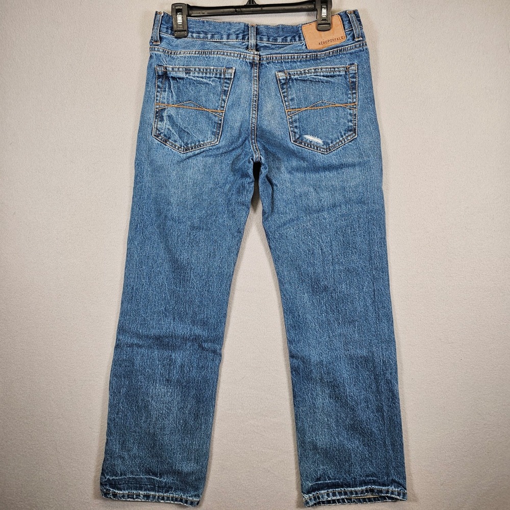 Aeropostale Mens Straight Leg Distressed Medium Wash Denim‎ Blue Jeans 32x28 - Picture 2 of 12